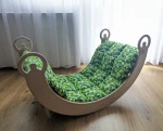 Bujak Drewniany z Poduszką Zielona Craft dla dziecka Rocker Montessori Zabawka Edukacyjna Montessori Prezent dla mlaucha MagicTrendsGallery