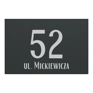 Tabliczka adresowa prostokątna 30x20 cm - wzór 1 – numer domu i ulica – dibond antracyt | Magic Trends Gallery