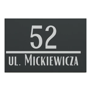 Tabliczka adresowa prostokątna 30x20 cm - wzór 2 – numer domu i ulica – dibond antracyt | Magic Trends Gallery