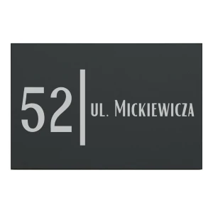 Tabliczka adresowa prostokątna 30x20 cm - wzór 3 – numer domu i ulica – dibond antracyt | Magic Trends Gallery