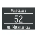 Tabliczka z numerem domu 30x20 – antracytowy dibond, wzór 4
