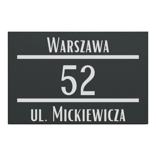 Tabliczka z numerem domu 30x20 – antracytowy dibond, wzór 4