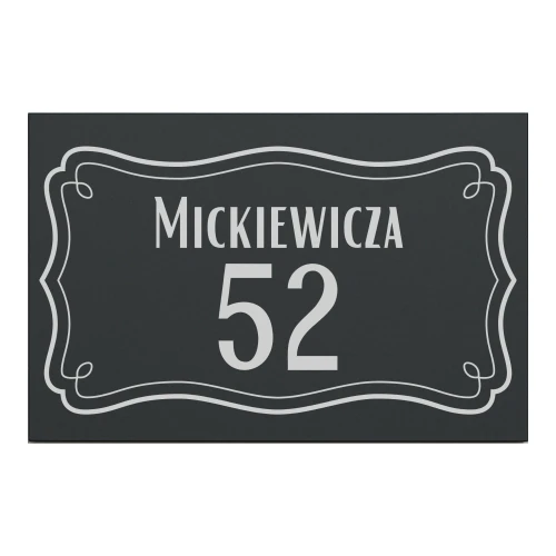 Tabliczka adresowa z numerem i ulicą – 30x20 cm, kolor antracyt, wzór 7