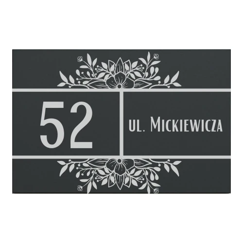 Tabliczka adresowa 30x20 cm – dibond antracyt, wzór 12