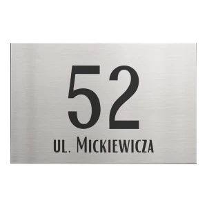 Tabliczka adresowa prostokątna 30x20 cm - wzór 1 – numer domu i ulica – dibond stal szczotkowana | Magic Trends Gallery