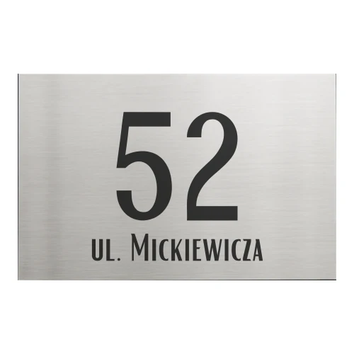 Tabliczka adresowa 30x20 cm stal szczotkowana – widok z przodu, wzór 1