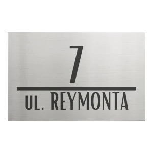Tabliczka adresowa prostokątna 30x20 cm - wzór 2 – numer domu i ulica – dibond stal szczotkowana | Magic Trends Gallery