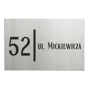 Tabliczka adresowa prostokątna 30x20 cm - wzór 3 – numer domu i ulica – dibond stal szczotkowana | Magic Trends Gallery