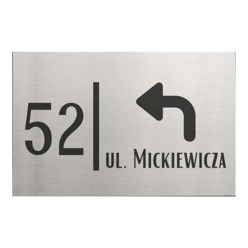 Nowoczesna tabliczka adresowa 30x20 z efektem szczotkowanej stali – wzór 5