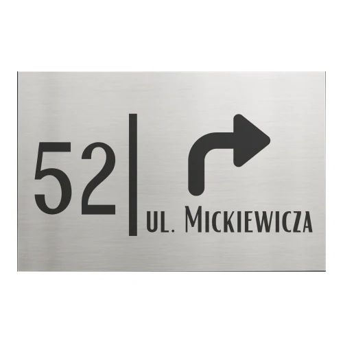 Prostokątna tabliczka stal szczotkowana 30x20 cm – wzór 6, widok z przodu