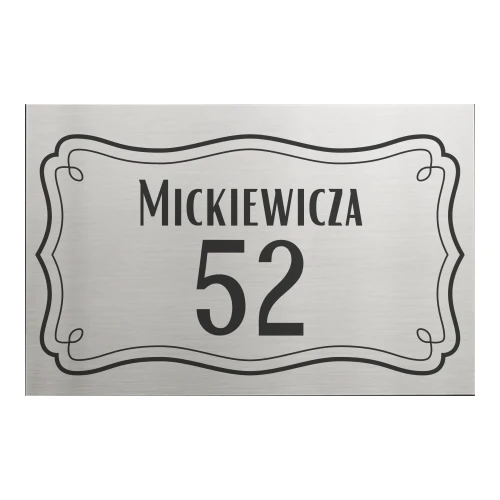 Minimalistyczna tabliczka adresowa 30x20 cm – wzór 7, stal szczotkowana