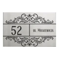 Tabliczka adresowa 30x20 cm – wzór 9, widok frontowy, stal szczotkowana