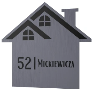 Tabliczka adresowa na dom – domek wzór 4 stal szczotkowana | Magic Trends Gallery