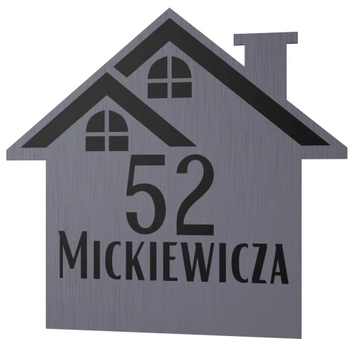 Tabliczka domek 32x30 cm – imitacja stali szczotkowanej, przód, wzór 2