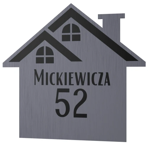 Tabliczka adresowa domek – efekt stali szczotkowanej, wzór 1, przód
