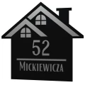 Tabliczka adresowa antracytowa w kształcie domku – wzór 3, widok frontalny