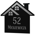 Tabliczka domek w kolorze antracyt zamontowana na elewacji – wzór 2