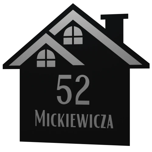 Tabliczka domek w kolorze antracyt zamontowana na elewacji – wzór 2
