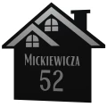 Antracytowa tabliczka domek z numerem domu na ogrodzeniu – wzór 1