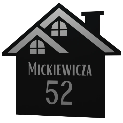 Antracytowa tabliczka domek z numerem domu na ogrodzeniu – wzór 1