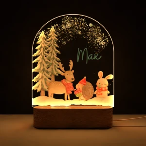 Świąteczne zwierzątka - Personalizowana dziecięca lampka nocna LED MagicTrendsGallery