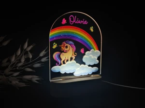 Jednorożec z tęczą - Personalizowana dziecięca lampka nocna LED