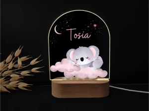 Koala na chmurce - różowa - Personalizowana dziecięca lampka nocna LED MagicTrendsGallery