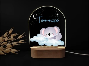 Koala na chmurce - niebieska - Personalizowana dziecięca lampka nocna LED MagicTrendsGallery