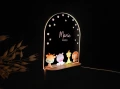 Personalizowana lampka LED dla dzieci z sarenką, hipopotamem i lwem, świetnie sprawdzi się jako nastrojowa dekoracja pokoju dziecka.