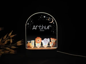 Zwierzątka w pociągu - Personalizowana dziecięca lampka nocna LED MagicTrendsGallery