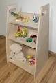 Półka na zabawki i pluszaki w stylu Montessori – regał dziecięcy wykonany z naturalnej sklejki