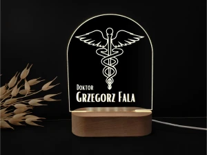 Lekarz – Lampka Personalizowana z Imieniem i Grafiką Zawodu – Pomysł na Prezent do Gabinetu