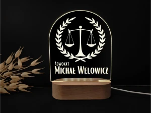 Prawnik – Lampka LED z Imieniem i Nazwiskiem – Prezent do Kancelarii lub na Aplikację