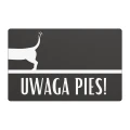 Tabliczka „Uwaga Pies!” antracytowa, pies w dynamicznej pozycji, wzór 2