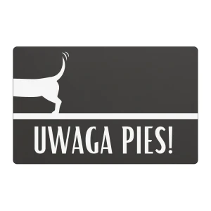 Tabliczka „Uwaga! Pies” - wzór 2 - 24x16 cm - dibond antracyt | Magic Trends Gallery