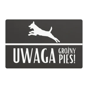 Tabliczka „Uwaga! Pies” - wzór 3 - 24x16 cm - dibond antracyt | Magic Trends Gallery
