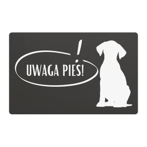 Tabliczka „Uwaga! Pies” - wzór 4 - 24x16 cm - dibond antracyt | Magic Trends Gallery