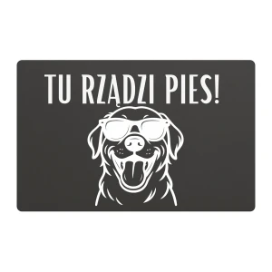 Tabliczka „Uwaga! Pies” - wzór 5 - 24x16 cm - dibond antracyt | Magic Trends Gallery