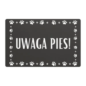 Tabliczka „Uwaga! Pies” - wzór 6 - 24x16 cm - dibond antracyt | Magic Trends Gallery