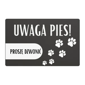 Tabliczka „Uwaga! Pies” - wzór 7 - 24x16 cm - dibond antracyt | Magic Trends Gallery