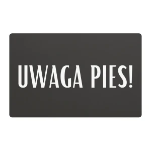 Tabliczka „Uwaga! Pies” - wzór 8 - 24x16 cm - dibond antracyt | Magic Trends Gallery