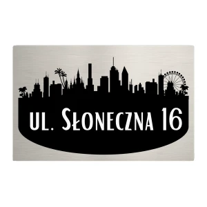 Tabliczka adresowa prostokątna 30x20 cm - miasto – numer domu i ulica – dibond stal szczotkowana | Magic Trends Gallery