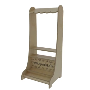 Drewniany Sklepik dla Dzieci – Personalizowana Witryna Montessori z Imieniem Dziecka ze Sklejki