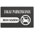Estetyczna metalowa tabliczka z informacją o zakazie parkowania.