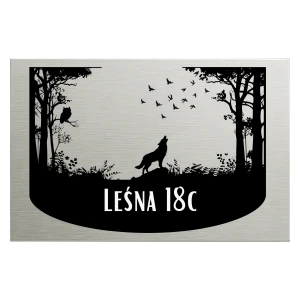 Tabliczka adresowa prostokątna 30x20 cm - Dzika polana – numer domu i ulica – dibond stal szczotkowana | Magic Trends Gallery