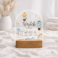 Lampka nocna LED z metryczką urodzenia Balonowa Przygoda – dekoracja do pokoju dziecka z imieniem