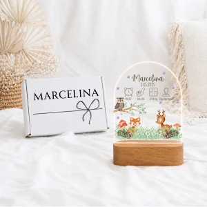Metryczka urodzenia LED – lampka dla dziecka Na Polance | Prezent dla noworodka