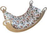 Bujak Drewniany z Poduszką Zielony Las dla dziecka Rocker Montessori Zabawka Edukacyjna Montessori Prezent dla mlaucha MagicTrendsGallery