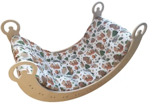 Bujak Drewniany z Poduszką Zielony Las dla dziecka Rocker Montessori Zabawka Edukacyjna Montessori Prezent dla mlaucha MagicTrendsGallery