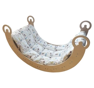 Bujak Drewniany z Poduszką Różowy Las dla dziecka Rocker Montessori Zabawka Edukacyjna Montessori Prezent dla mlaucha MagicTrendsGallery